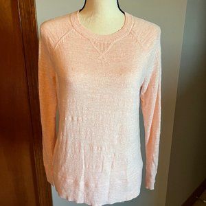 LL Bean Women's Peach Organic Cotton Slub sweater, Size Medium